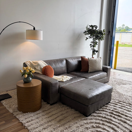 Restoration Hardware Modena Leather Sectional in Gray