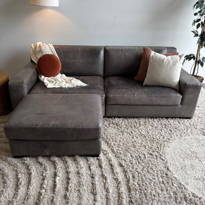 Restoration Hardware Modena Leather Sectional in Gray