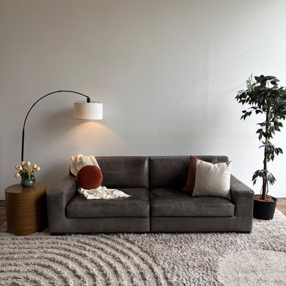 Restoration Hardware Modena Leather Sectional in Gray
