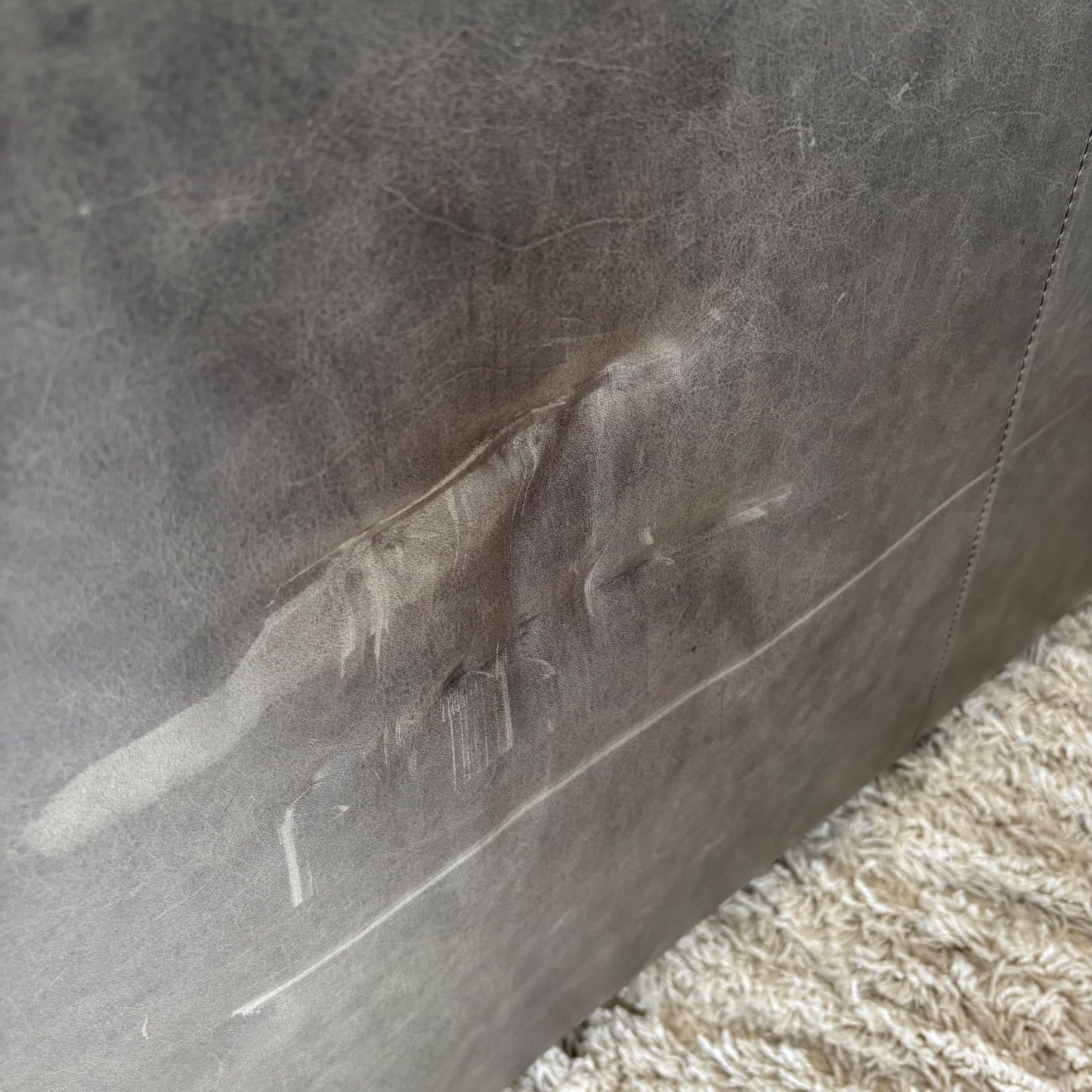 Restoration Hardware Modena Leather Sectional in Gray
