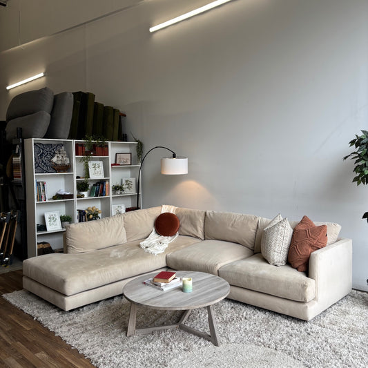 West Elm Haven 2-Piece Bumper Sectional in Beige