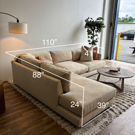 West Elm Haven 2-Piece Bumper Sectional in Beige