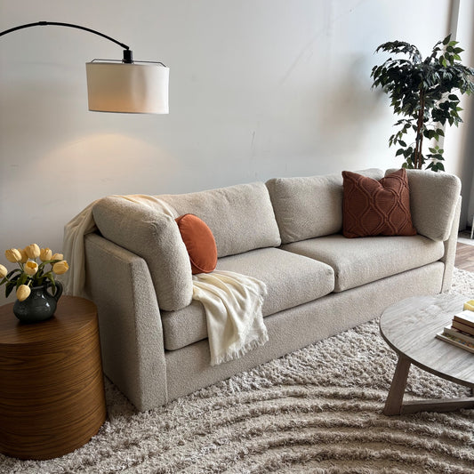 Mitchell Gold & Bob Williams Franco II Studio Sofa in White Boucle