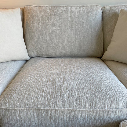 Lindsay Sofa W/Matching Ottoman in Dove Cream Colored Fabric