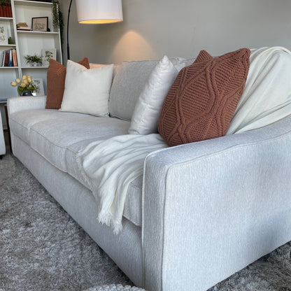 Lindsay Sofa Set W/Matching Ottoman in Dove Cream Colored Fabric