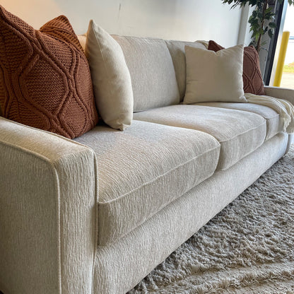 Lindsay Sofa in Dove Cream Colored Fabric