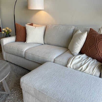 Lindsay Sofa W/Matching Ottoman in Dove Cream Colored Fabric