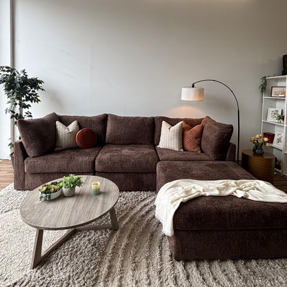 Bennett 4pc Modular Sectional Couch in Chocolate Color
