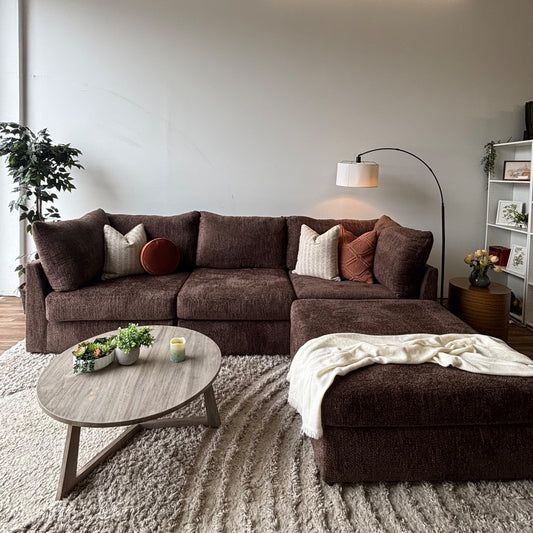 Bennett 4pc Modular Sectional Couch in Chocolate Color