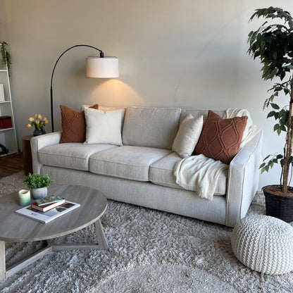 Lindsay Sofa in Dove Cream Colored Fabric