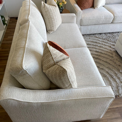 Lindsay Sofa Set W/Matching Ottoman in Dove Cream Colored Fabric