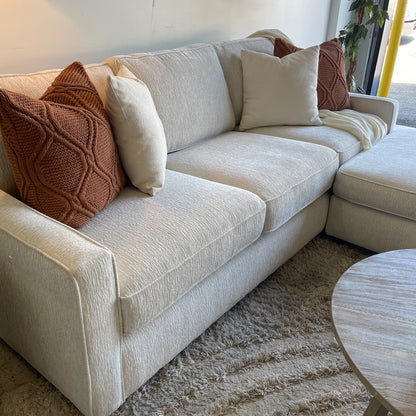 Lindsay Sofa W/Matching Ottoman in Dove Cream Colored Fabric