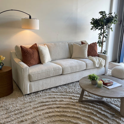 Lindsay Sofa in Dove Cream Colored Fabric