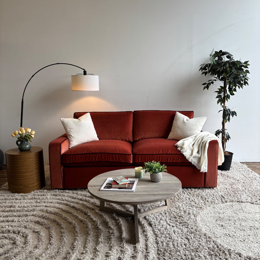 Interior Define James Sleeper Sofa in Velvet Berry Red
