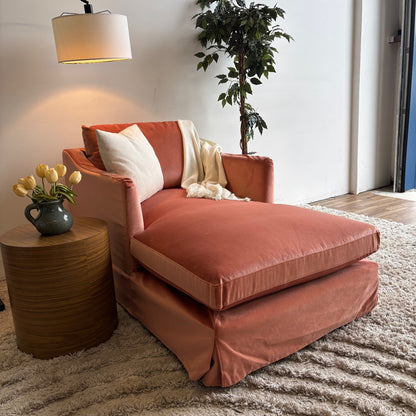 Interior Define Sloan Slip Cover Chaise Lounge Chair in Performance Velvet Coral