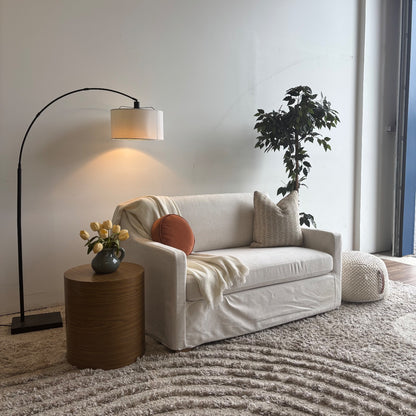 Interior Define Ella Slipcover Loveseat in Limestone Performance Anti-Microbial Chenille