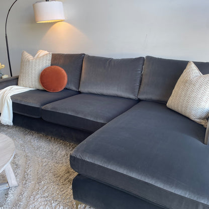 Interior Define Sloan sectional 2 pc couch in Gray velvet