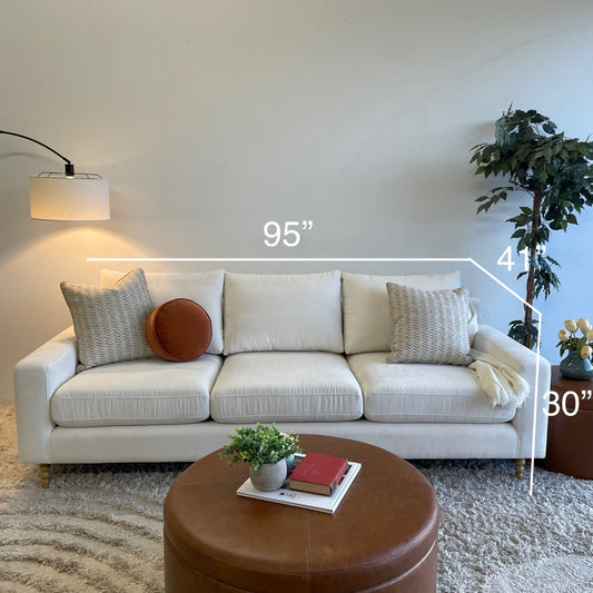 Interior Define Sloan couch Sofa In Vintage Velvet cream