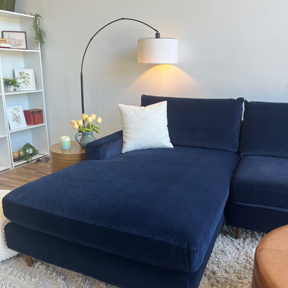 Interior Define Sloan 2-piece Sectional in Royal Blue Performance Velvet