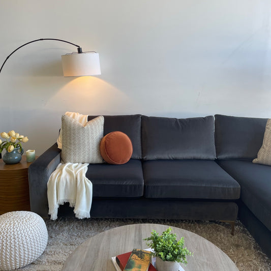 Interior Define Sloan sectional 2 pc couch in Gray velvet