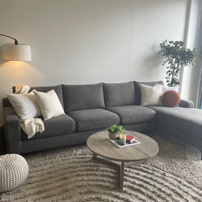 Interior Define Sloan Sectional in Dark Gray Teddy Fabric