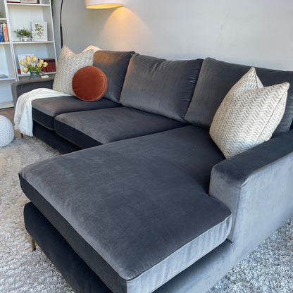 Interior Define Sloan sectional 2 pc couch in Gray velvet