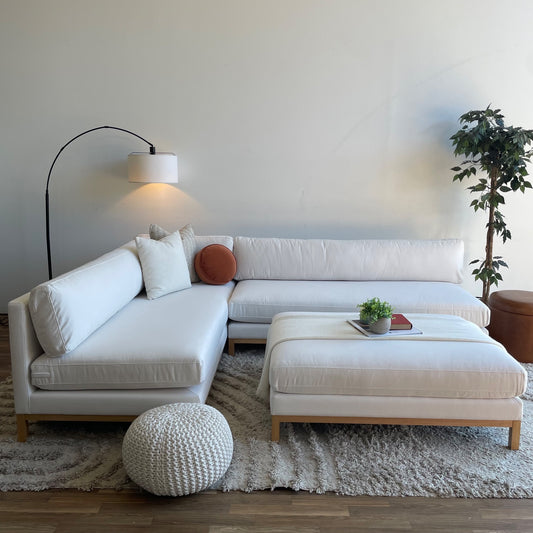 Interior Define Jasper 2-piece Sectional in White w/ Ottoman