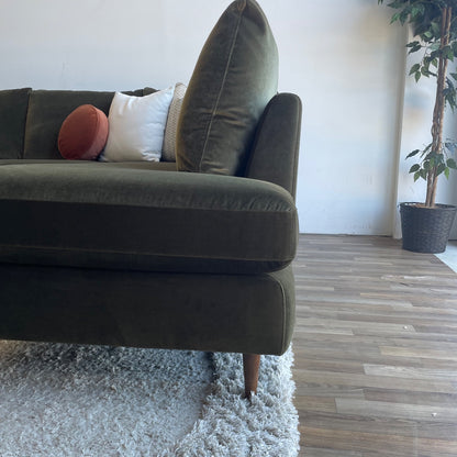 Interior Define Sloan 3-piece U-Sectional in Green Performance Velvet