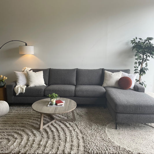 Interior Define Sloan Sectional in Dark Gray Teddy Fabric
