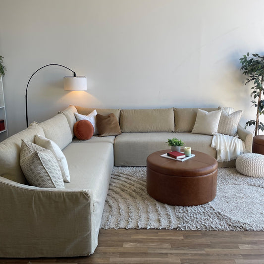 Interior Define Dixon Slipcover 3 pc sectional couch in beige