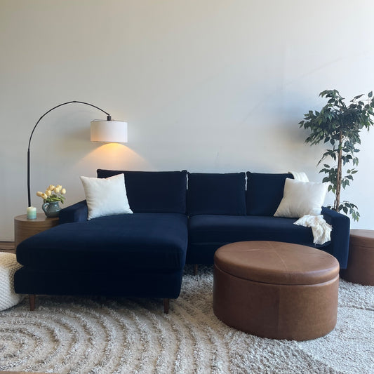 Interior Define Sloan 2-piece Sectional in Royal Blue Performance Velvet