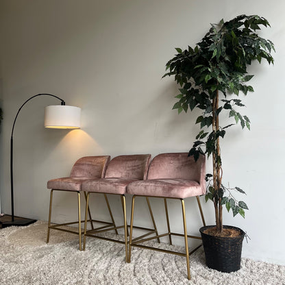 Interior Define Graham stools in Pink Velvet set of 3