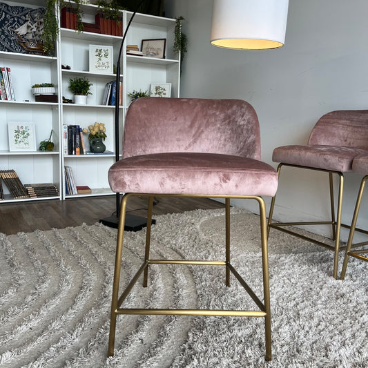 Interior Define Graham stools in Pink Velvet set of 3