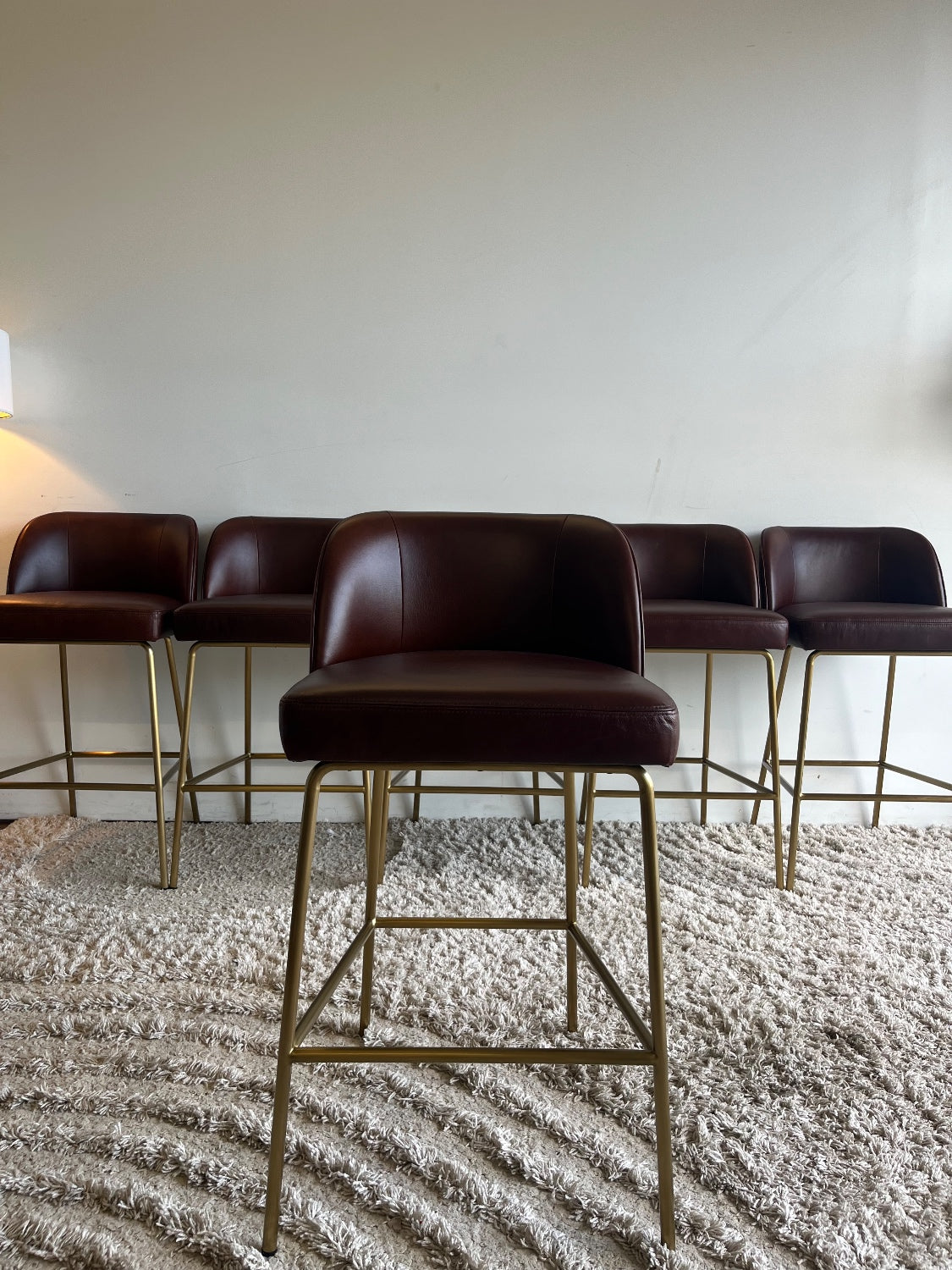 Interior Define Graham burgundy leather bar stool (set of 6)