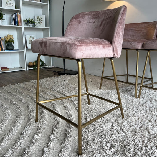 Interior Define Graham stools in Pink Velvet set of 3