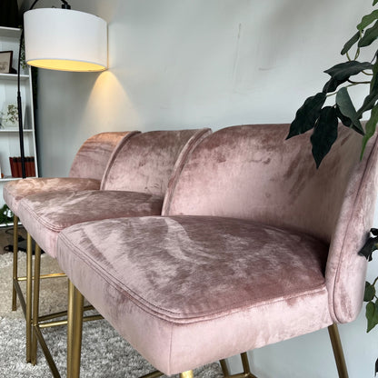 Interior Define Graham stools in Pink Velvet set of 3