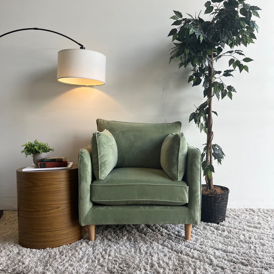 Interior Define Caitlin Accent Chair Celadon Plush Performance Velvet