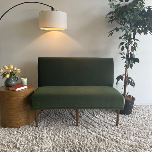 Interior Define Dorian Armless Bench in Sage Performance Velvet Green