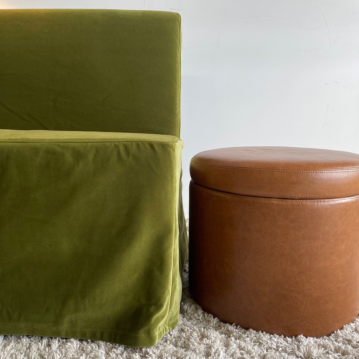 Interior Define Dorian Armless Slipcover Bench in Sage Performance Velvet