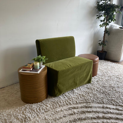 Interior Define Dorian Armless Slipcover Bench in Sage Performance Velvet