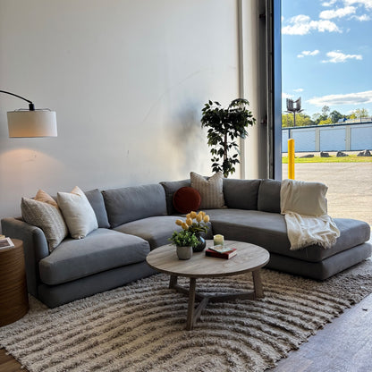 West Elm Haven 2pc Right Facing Bumper Chaise Sectional in Blue Gray
