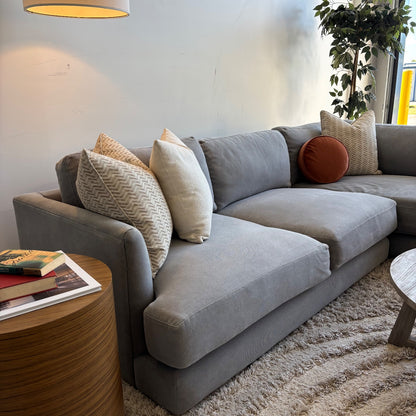West Elm Haven 2pc Right Facing Bumper Chaise Sectional in Blue Gray