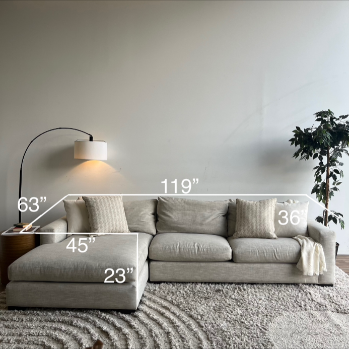Room & Board Metro Left Facing Chaise Sectional in Light Gray