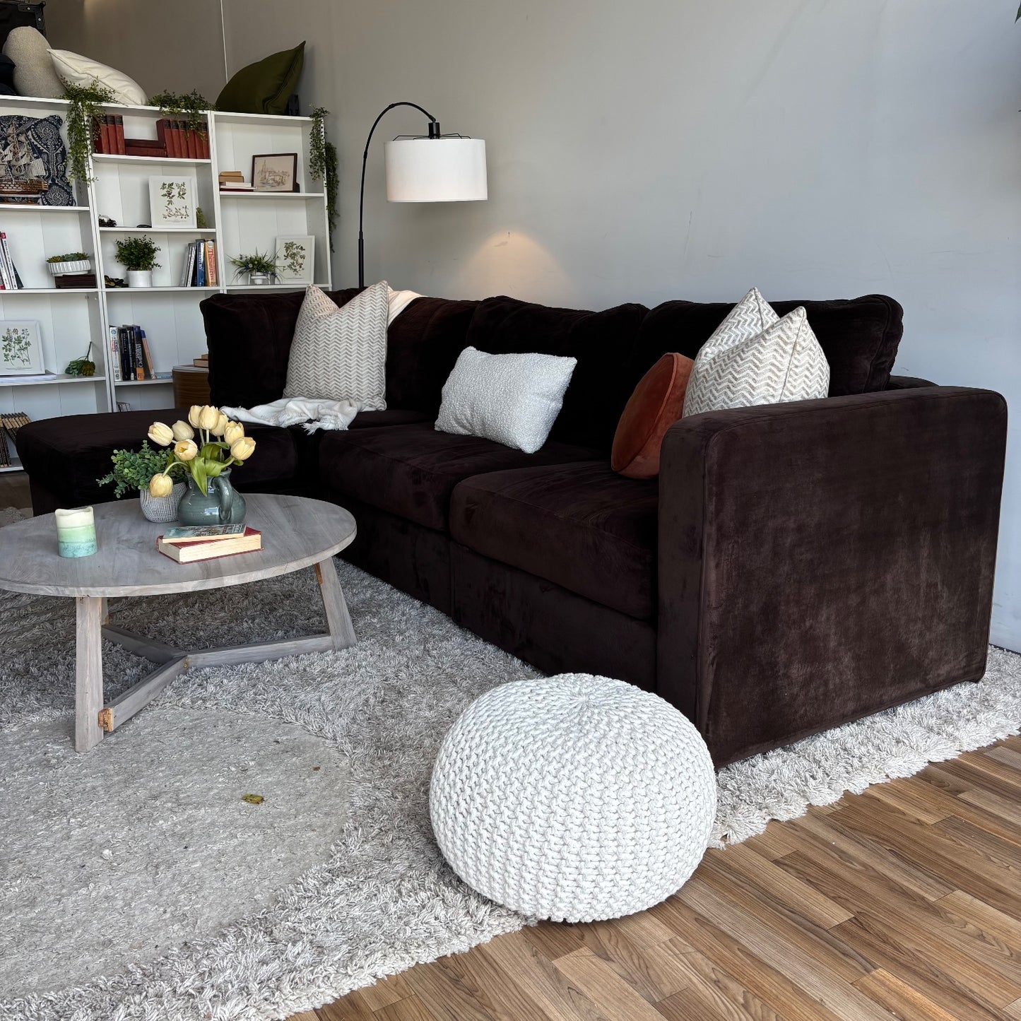 Lovesac 4-Piece Modular L-Sectional Couch in Brown