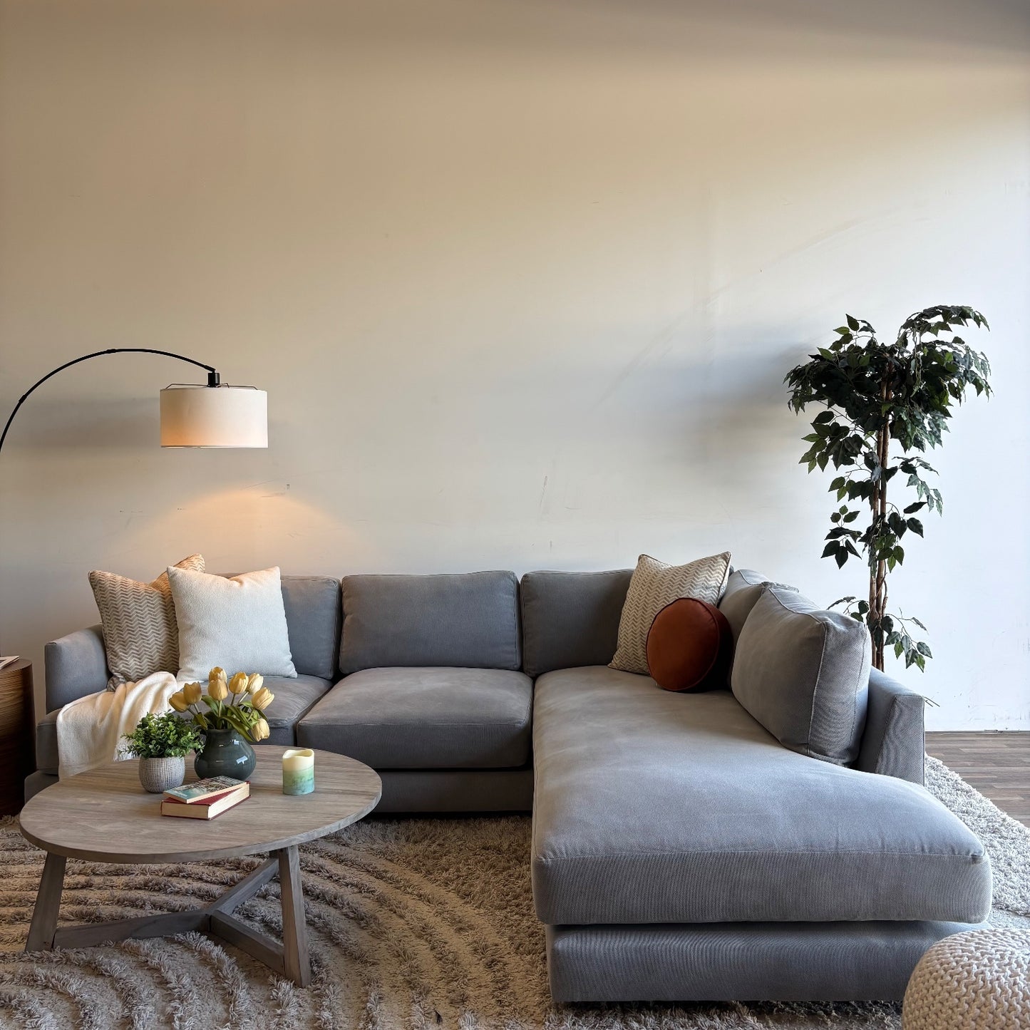 West Elm Haven 2pc Sectional Couch in Blue Gray