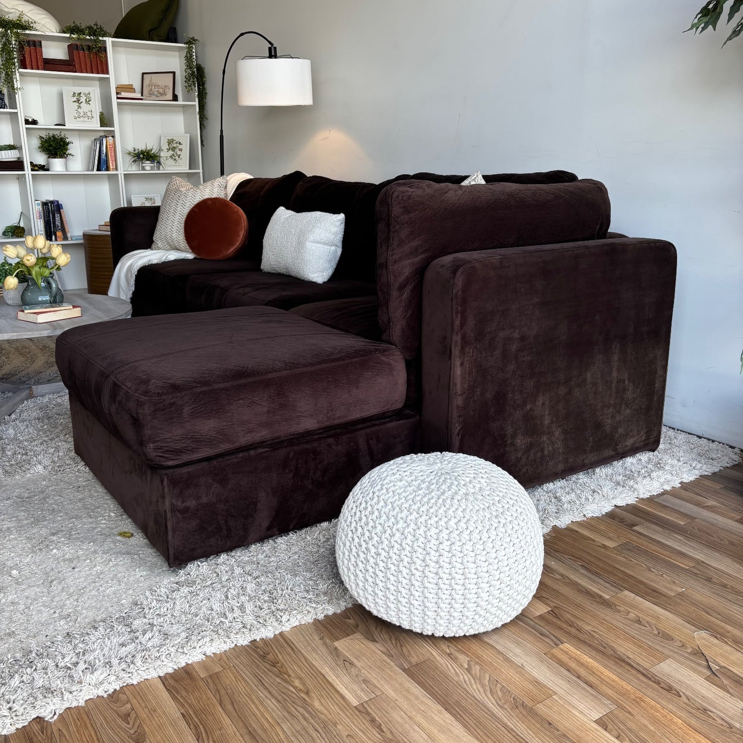 Lovesac 4-Piece Modular L-Sectional Couch in Brown