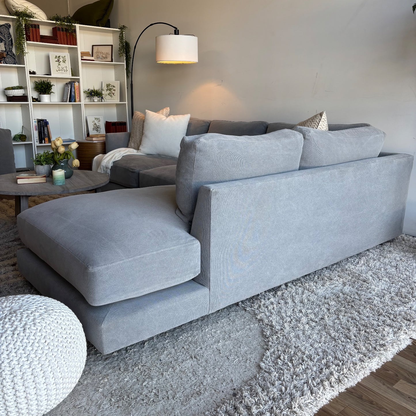 West Elm Haven 2pc Sectional Couch in Blue Gray