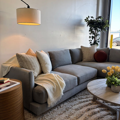 West Elm Haven 2pc Sectional Couch in Blue Gray