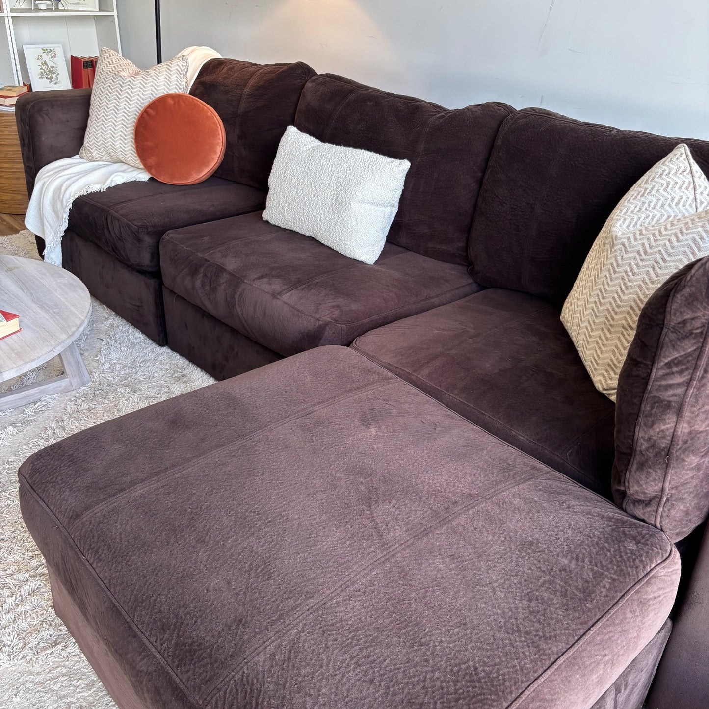Lovesac 4-Piece Modular L-Sectional Couch in Brown