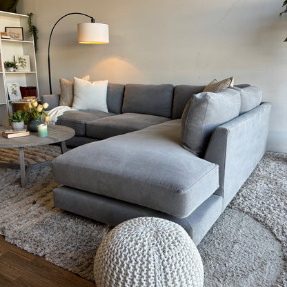 West Elm Haven 2pc Sectional Couch in Blue Gray